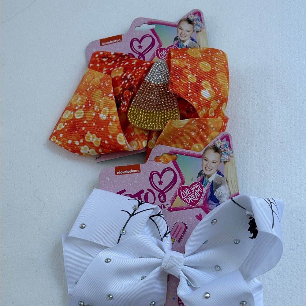 NWT Jojo siwa bows Halloween cheer dance bows candy corn spider web